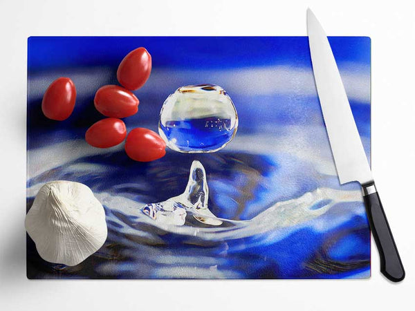 Blue Water Droplet Glass Chopping Board