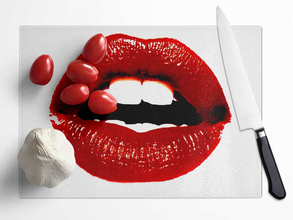 Red Hot Lips Glass Chopping Board