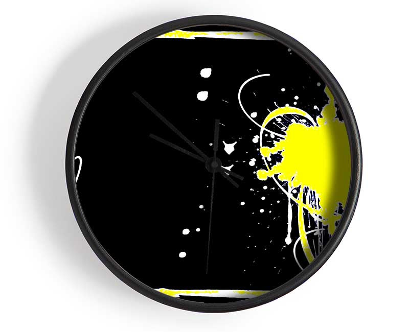 Yellow On Black Clock - Wallart-Direct UK
