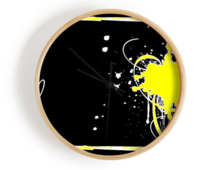 Yellow On Black Clock - Wallart-Direct UK