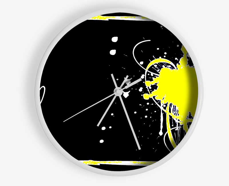 Yellow On Black Clock - Wallart-Direct UK