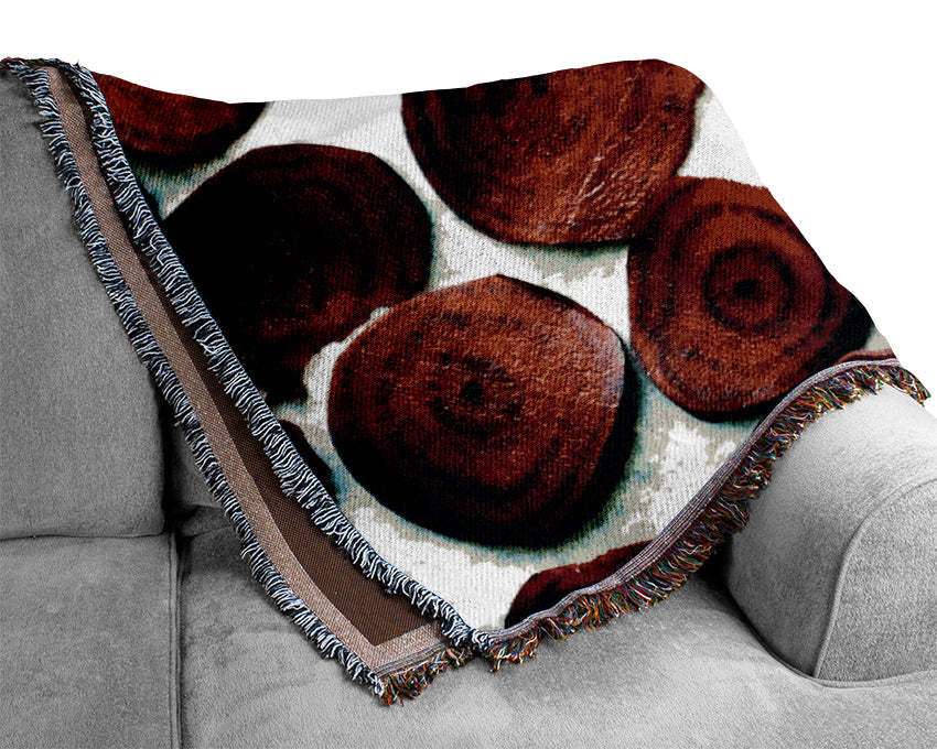 Red Beetroot Slices Woven Blanket