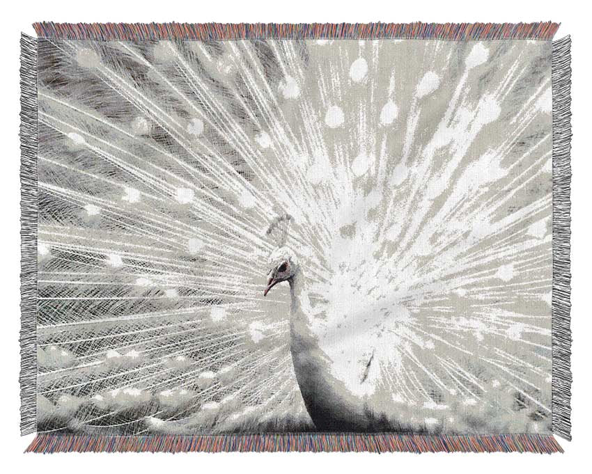 White Peacock Woven Blanket
