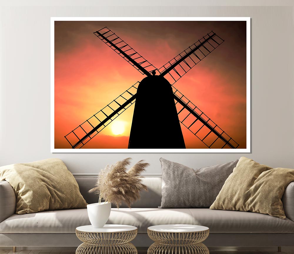 Windmill In Sunlight Print Poster Wall Art
