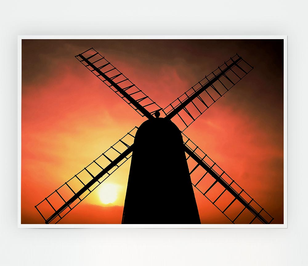Windmill In Sunlight Print Poster Wall Art