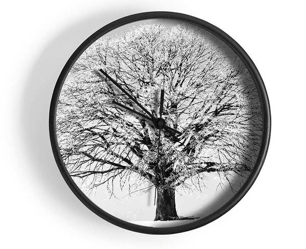 Winter Snow Tree B n W Clock - Wallart-Direct UK