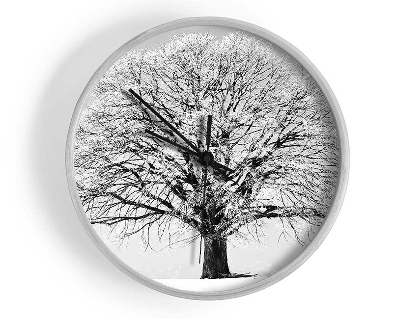Winter Snow Tree B n W Clock - Wallart-Direct UK