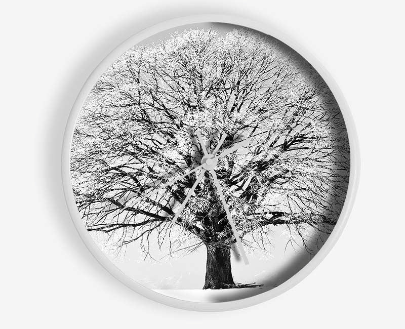 Winter Snow Tree B n W Clock - Wallart-Direct UK