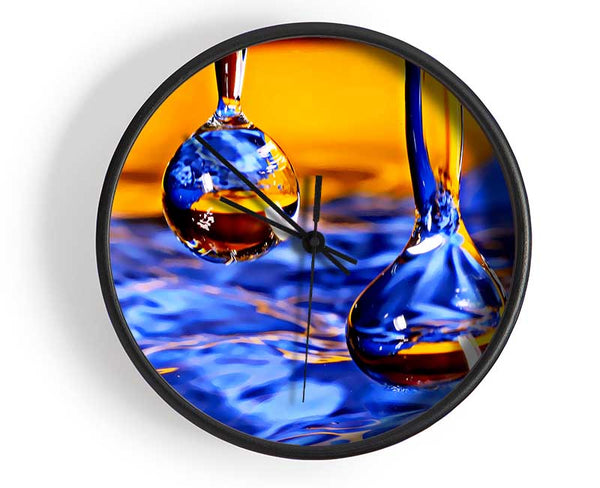 Duo Water Droplet Blue Orange Clock - Wallart-Direct UK