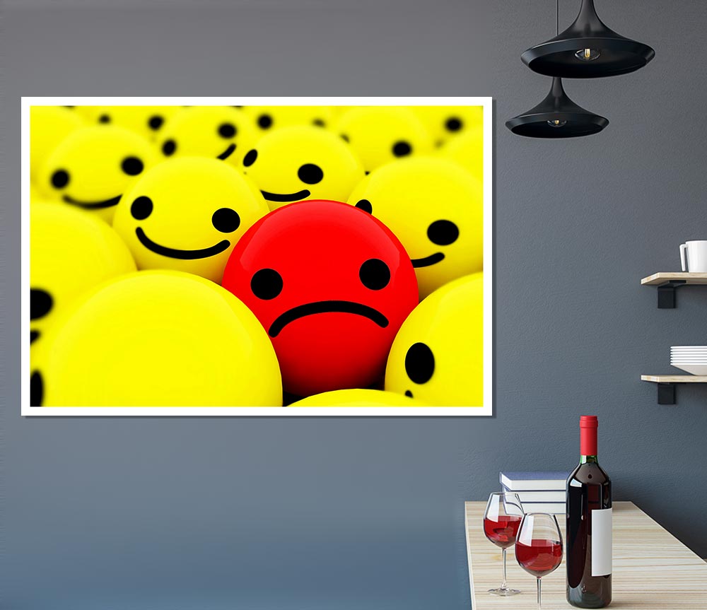 Unhappy Red Print Poster Wall Art