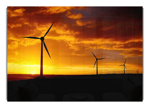 Windmühlen im Sonnenlicht