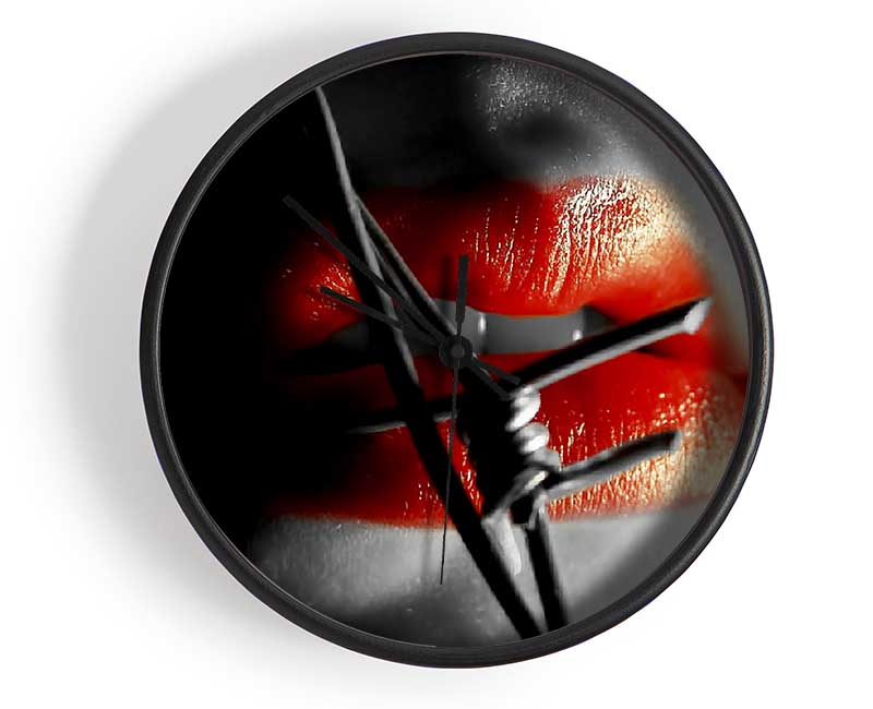 Barbed Wire Lips Clock - Wallart-Direct UK