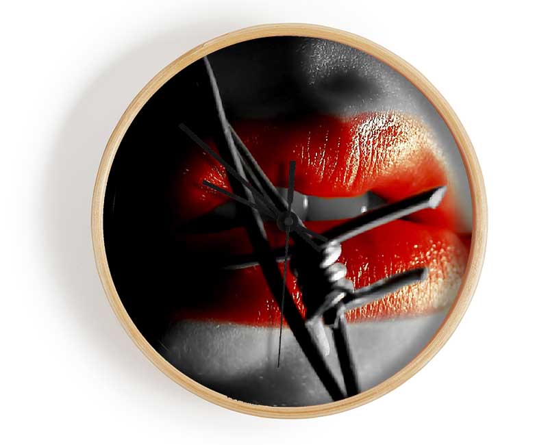 Barbed Wire Lips Clock - Wallart-Direct UK