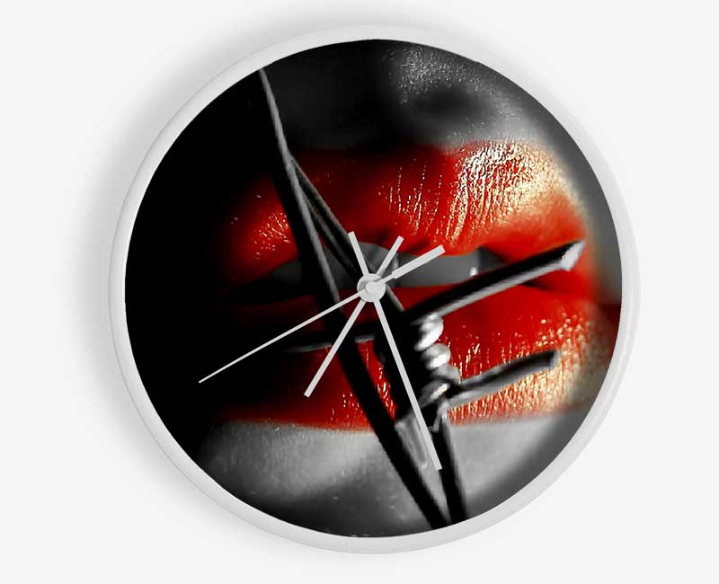 Barbed Wire Lips Clock - Wallart-Direct UK