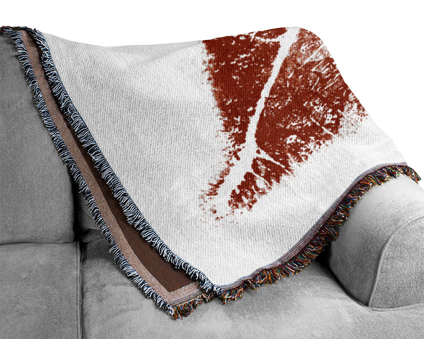Red Lipstick Mark Woven Blanket
