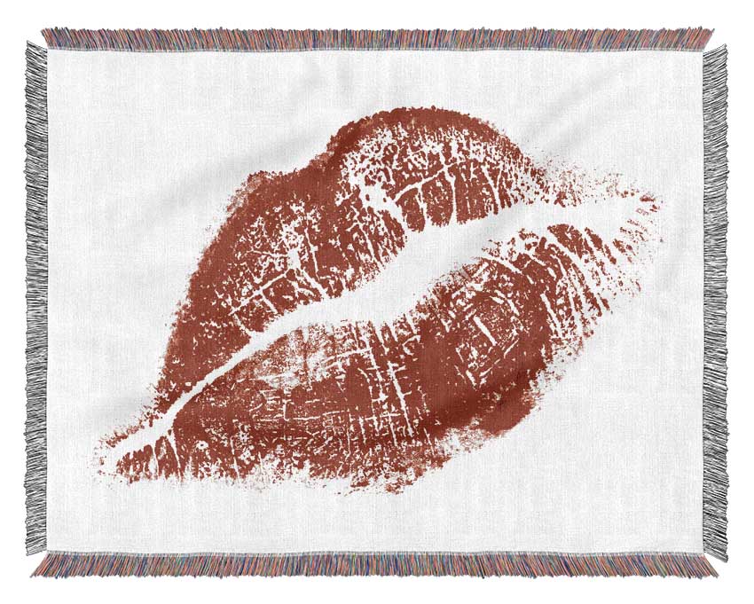 Red Lipstick Mark Woven Blanket