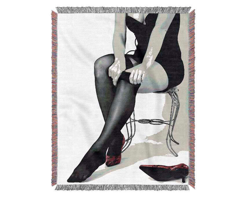 Black Stockings Red Shoes Woven Blanket