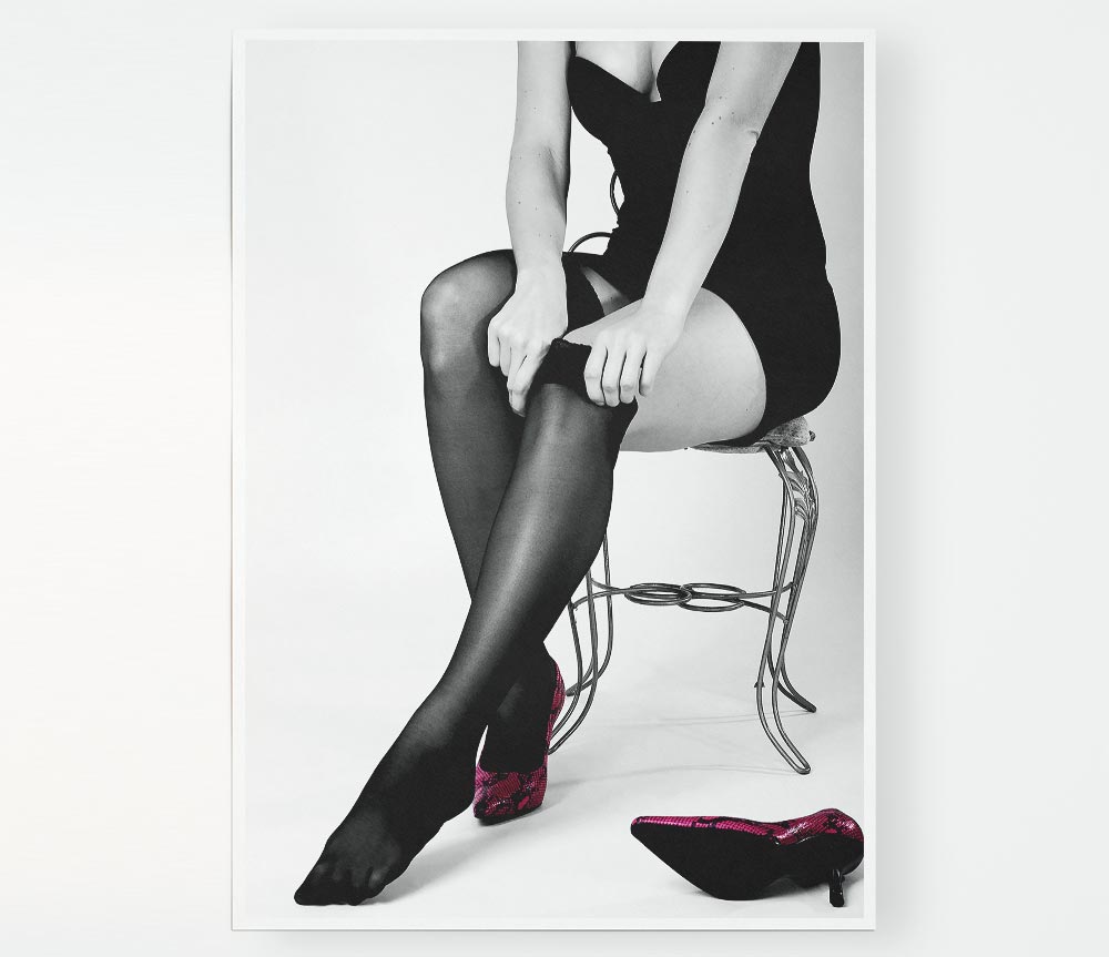 Black Stockings Red Shoes Print Poster Wall Art