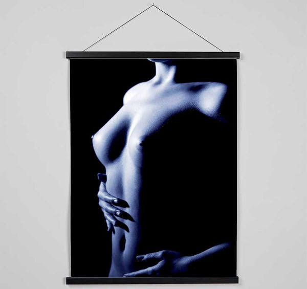 Female Torso Side Blue Hanging Poster - Wallart-Direct UK