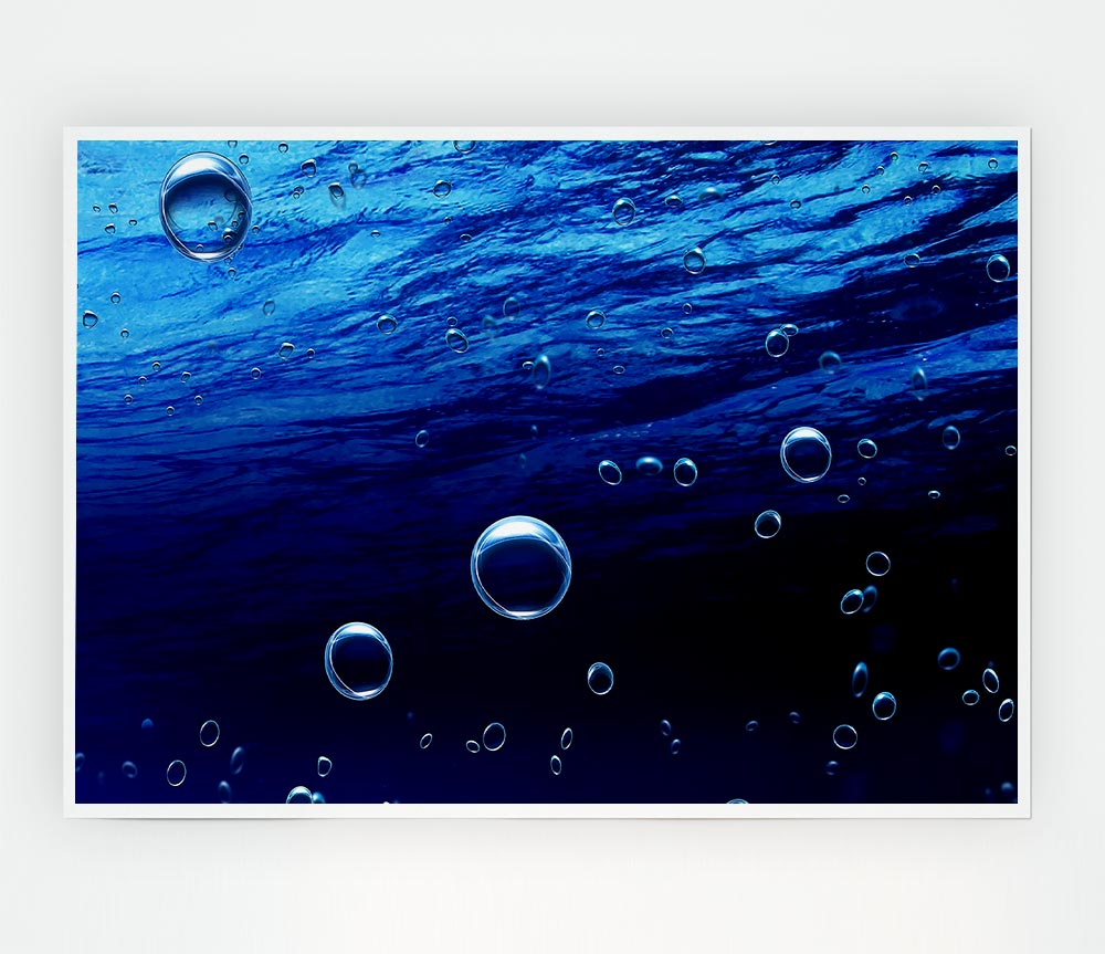 Underwater Bubbles Print Poster Wall Art