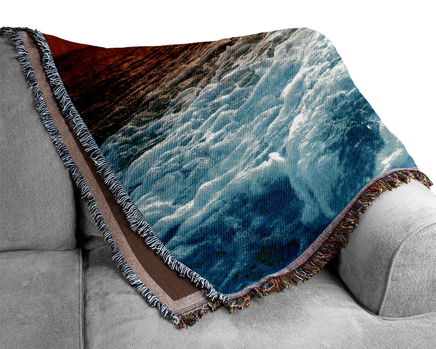 Tropical Beach Sunset Woven Blanket