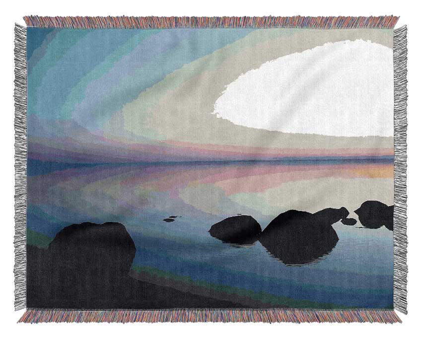 Tranquil Stepping Stone Ocean Woven Blanket