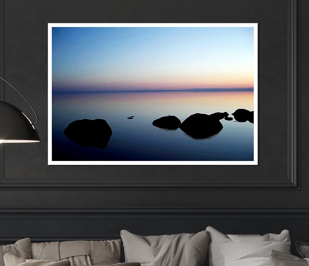 Tranquil Stepping Stone Ocean Print Poster Wall Art