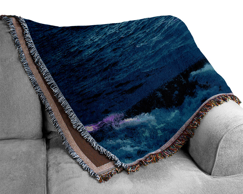 The Movement Of The Ocean At Dawn Woven Blanket