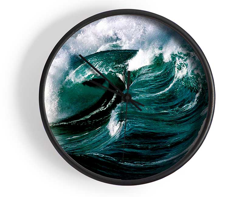 The Green Crashing Waves Clock - Wallart-Direct UK