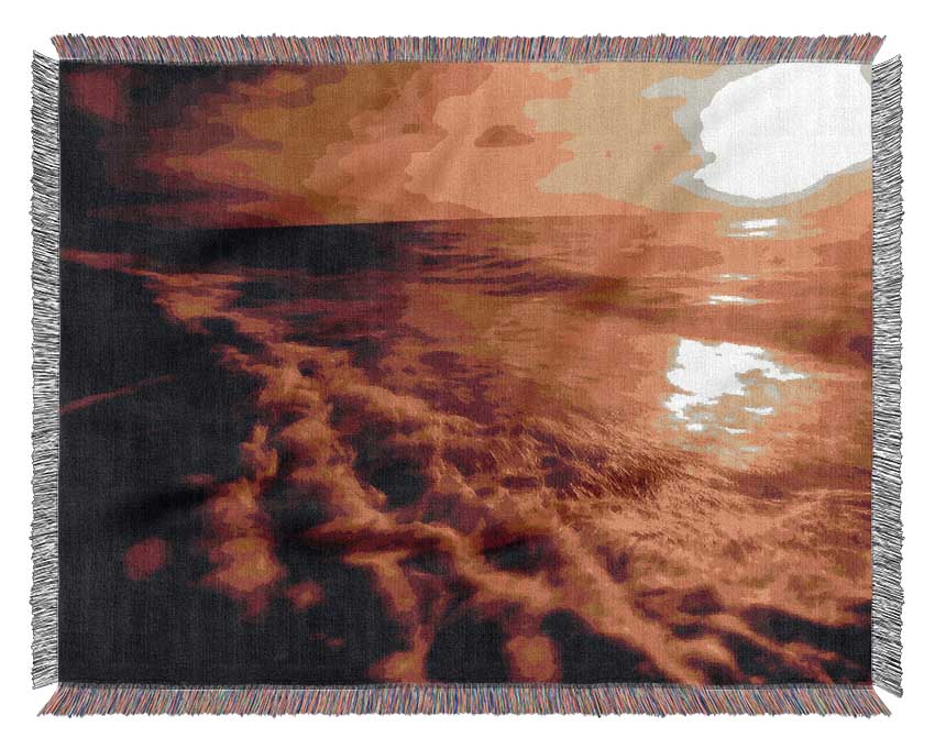 The Ebb Of The Sunlit Ocean Woven Blanket