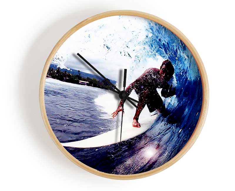 Surfer Slicing The Wave Clock - Wallart-Direct UK