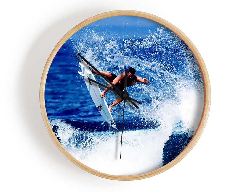 Surfer Jumping The Wave Clock - Wallart-Direct UK