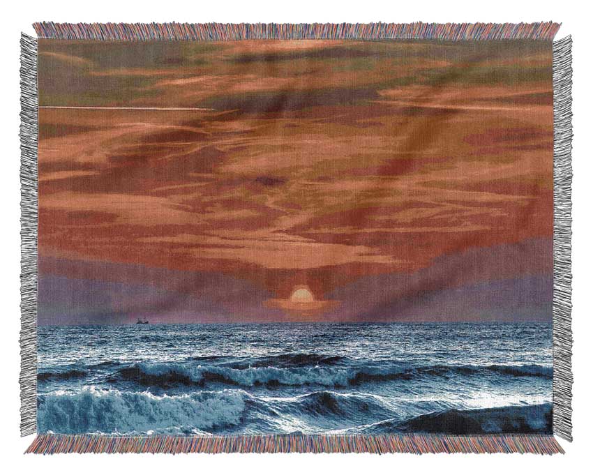 Sunset On The Beach Woven Blanket