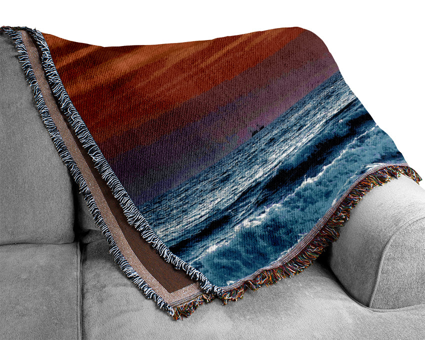 Sunset On The Beach Woven Blanket