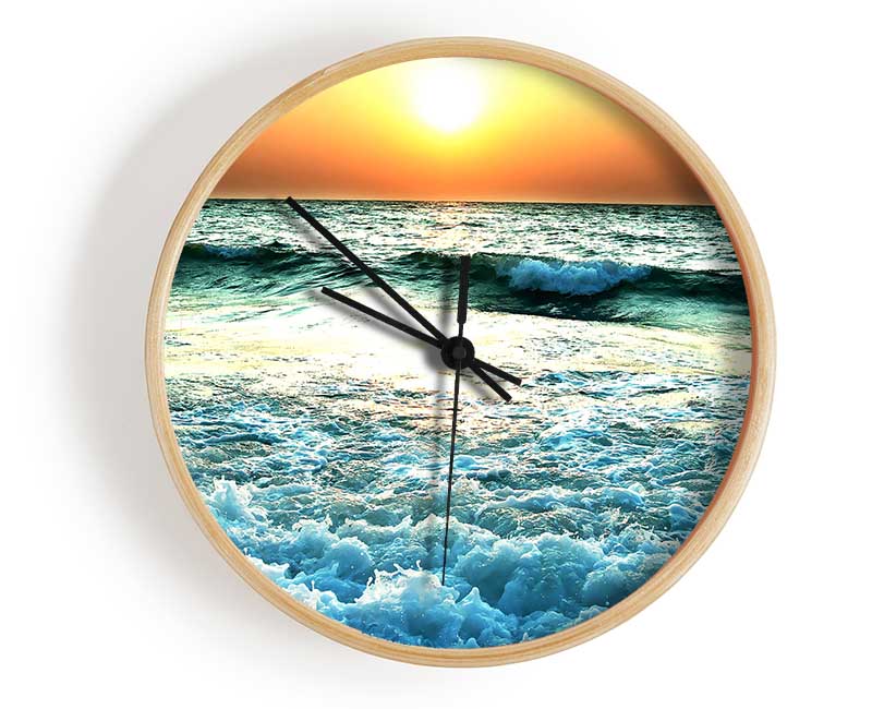 Sunset Near Sea Clock - Wallart-Direct UK