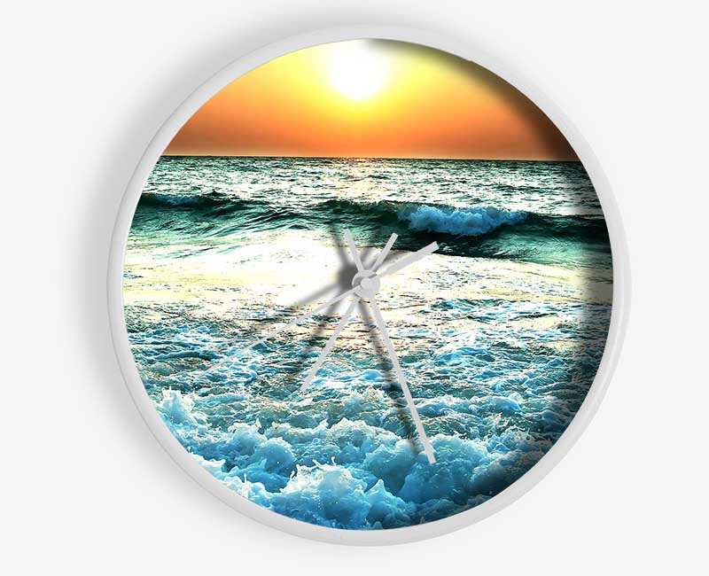 Sunset Near Sea Clock - Wallart-Direct UK