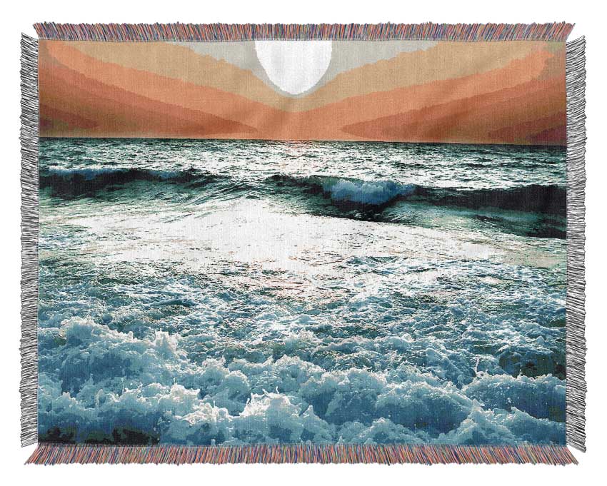 Sunset Near Sea Woven Blanket