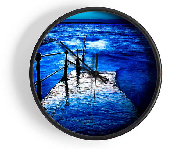 Stunning Blue Ocean Walkway Clock - Wallart-Direct UK