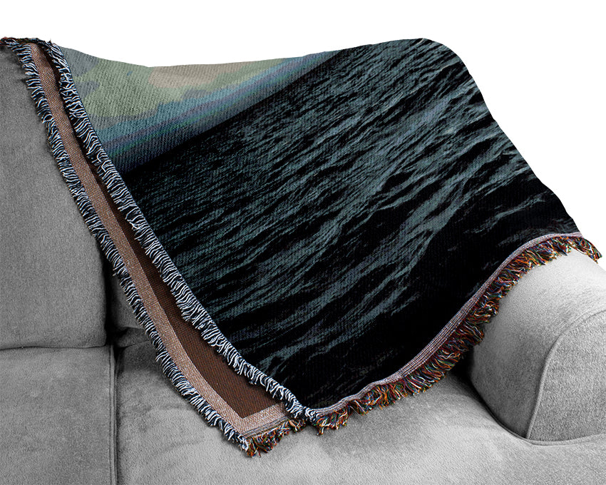 Steel Grey Ocean Sunrise Woven Blanket