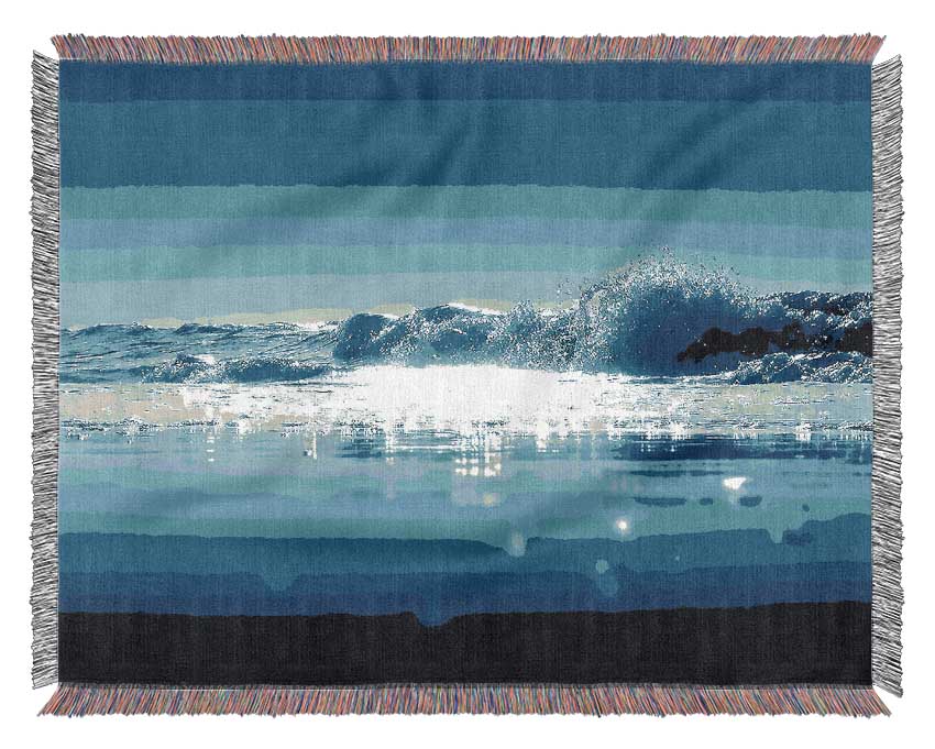 Sparkling Blue Ocean Wave Woven Blanket