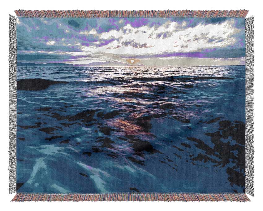 Skyline Of The Blue Ocean Woven Blanket