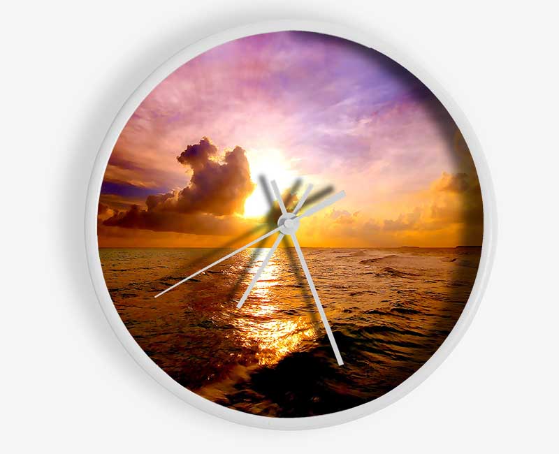 Sea Sunset Skies Clock - Wallart-Direct UK
