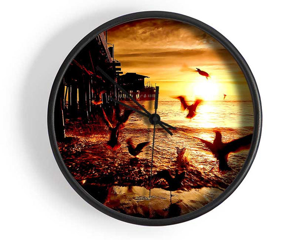 Sea And Fly Birds Clock - Wallart-Direct UK