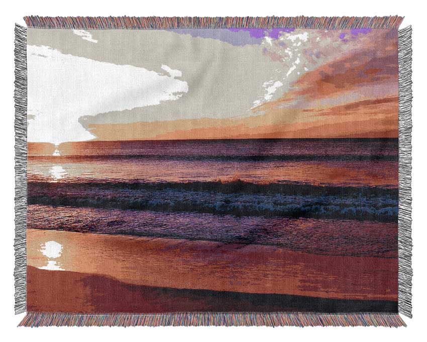 Rainbow Ocean Sunset Woven Blanket