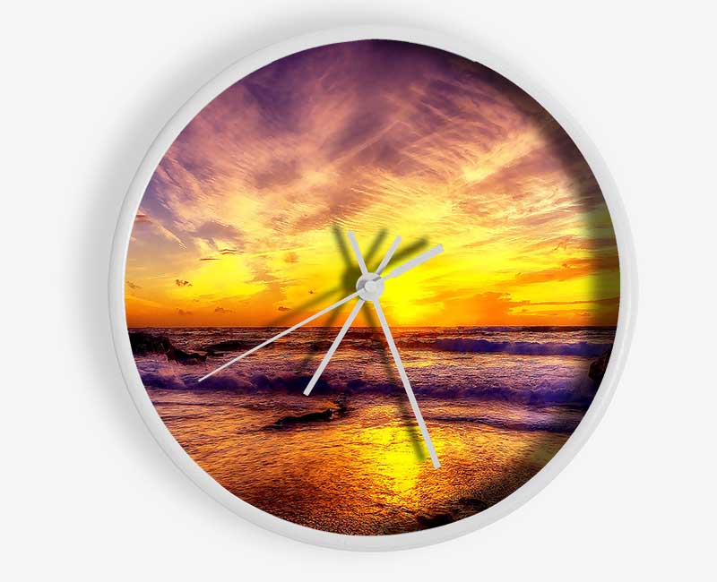 Paradise Beach With Blazing Skies Clock - Wallart-Direct UK