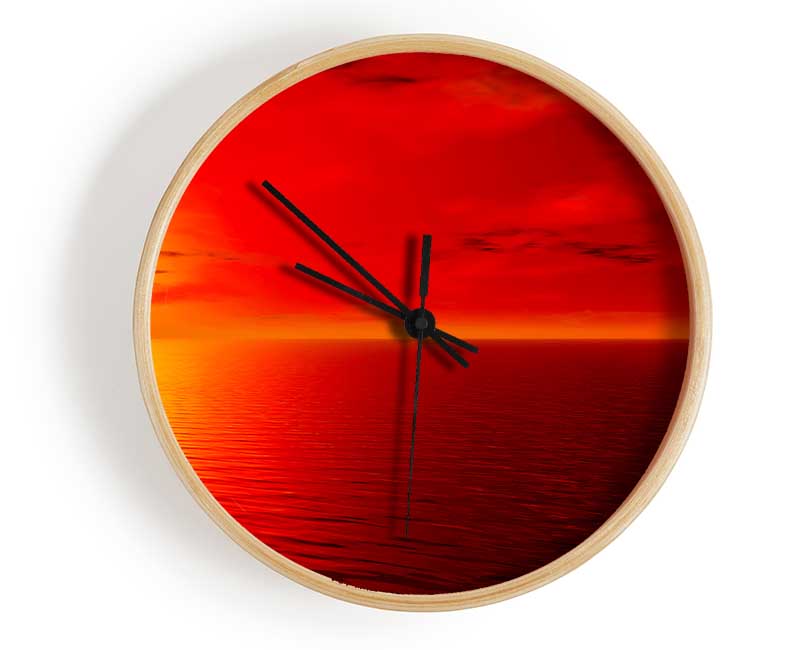 Orange Sunlit Ocean Clock - Wallart-Direct UK