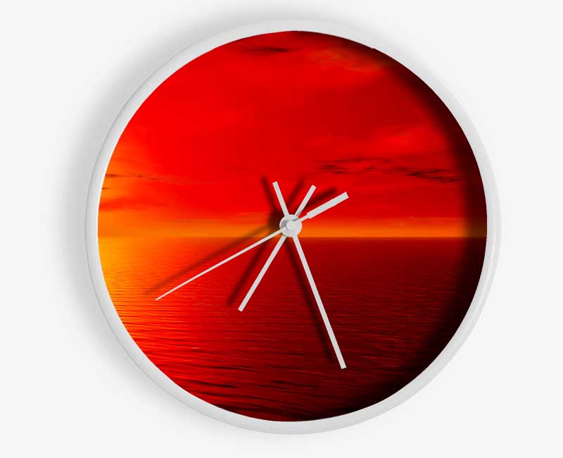Orange Sunlit Ocean Clock - Wallart-Direct UK