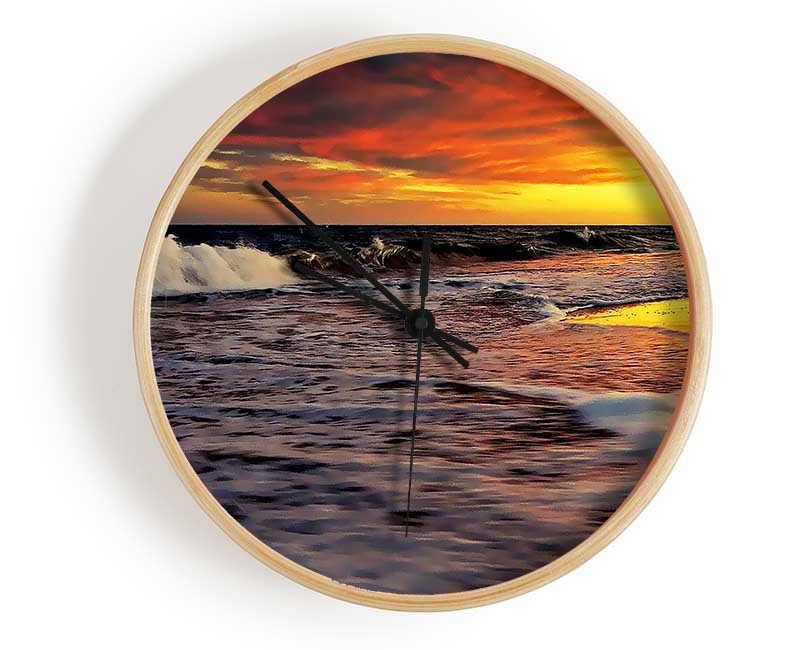 Ocean Waves At Dusk Clock - Wallart-Direct UK