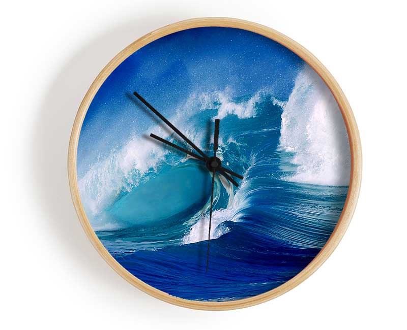 Huge Crashing Blue Ocean Wave Clock - Wallart-Direct UK