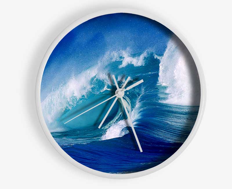 Huge Crashing Blue Ocean Wave Clock - Wallart-Direct UK